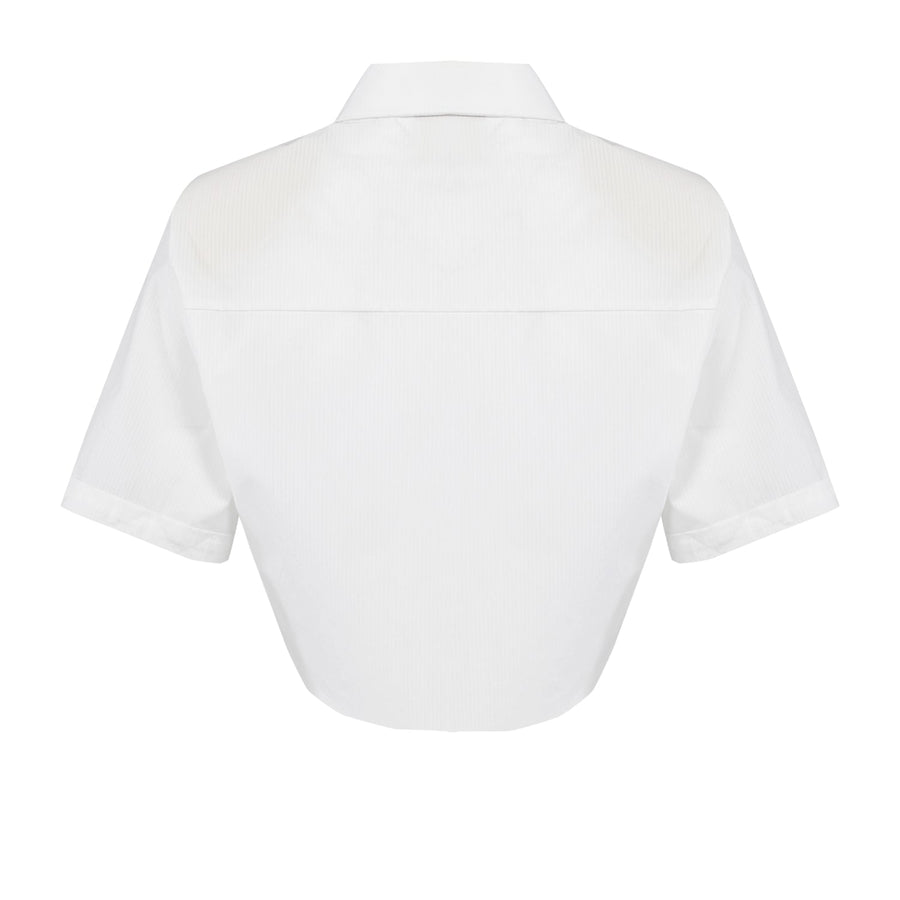 Free Heaven Striped Crop Shirt - Blanc De Blanc