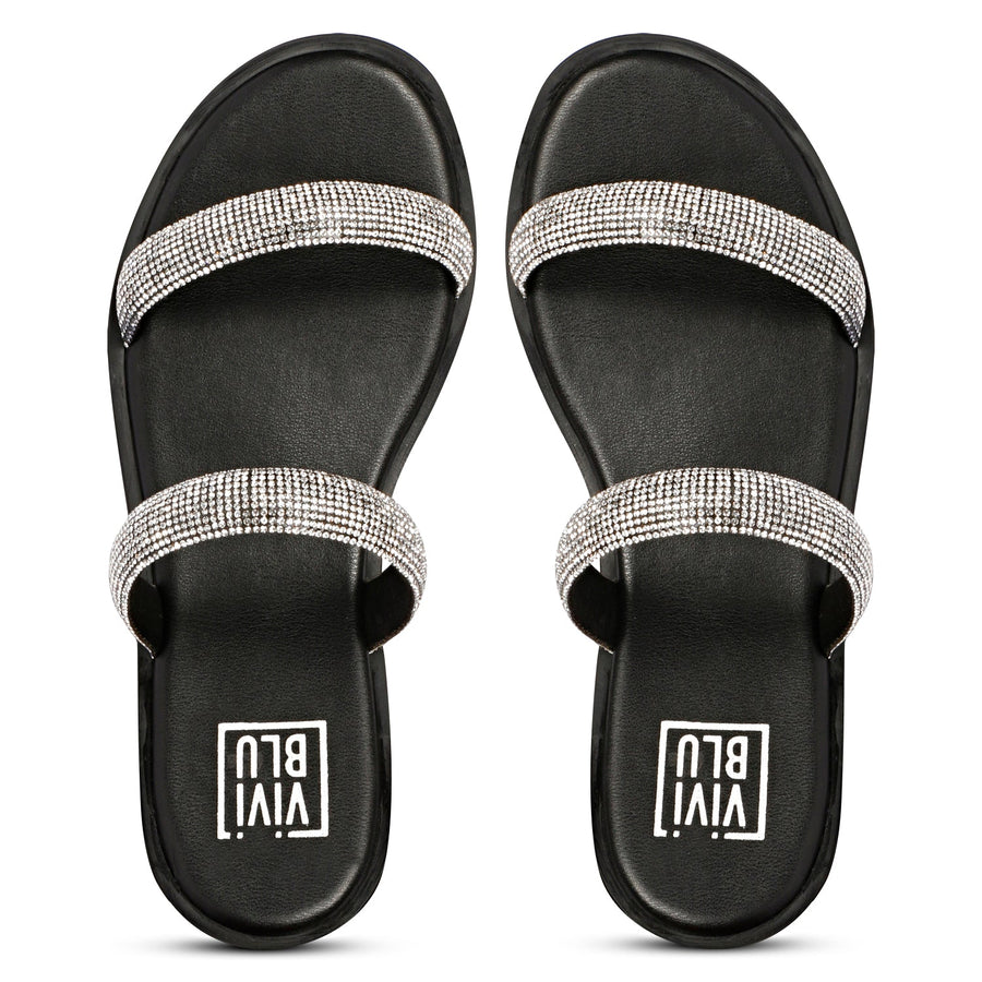 Vivi Blu Zaeneb Flats Footwear Black Silver 