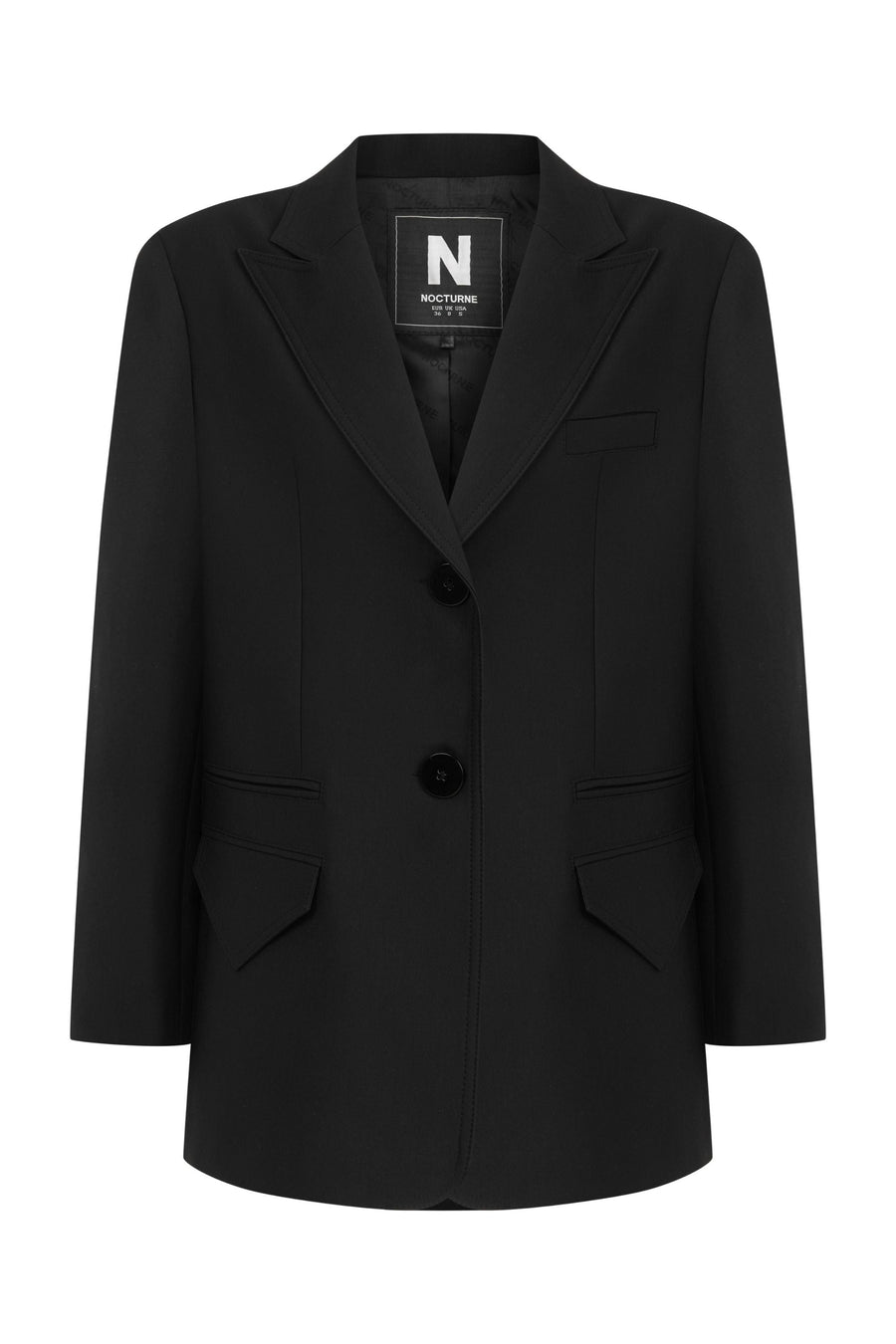 Black Padded Shoulder Blazer Jacket