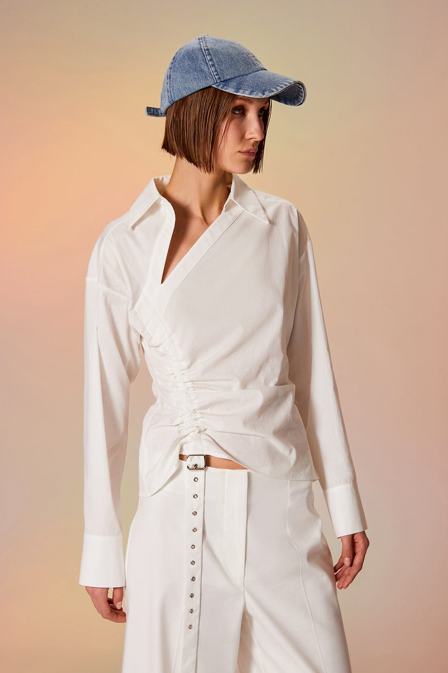 Belted Detail Shirt Ecru Y Fınal Item - Porterist 1