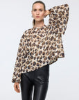 Wide Sleeve Brown Patterned Blouse  - Porterist 1