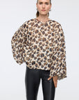 Wide Sleeve Brown Patterned Blouse  - Porterist 2