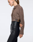 Side Belted Brown Crop Shirt   - Porterist 2