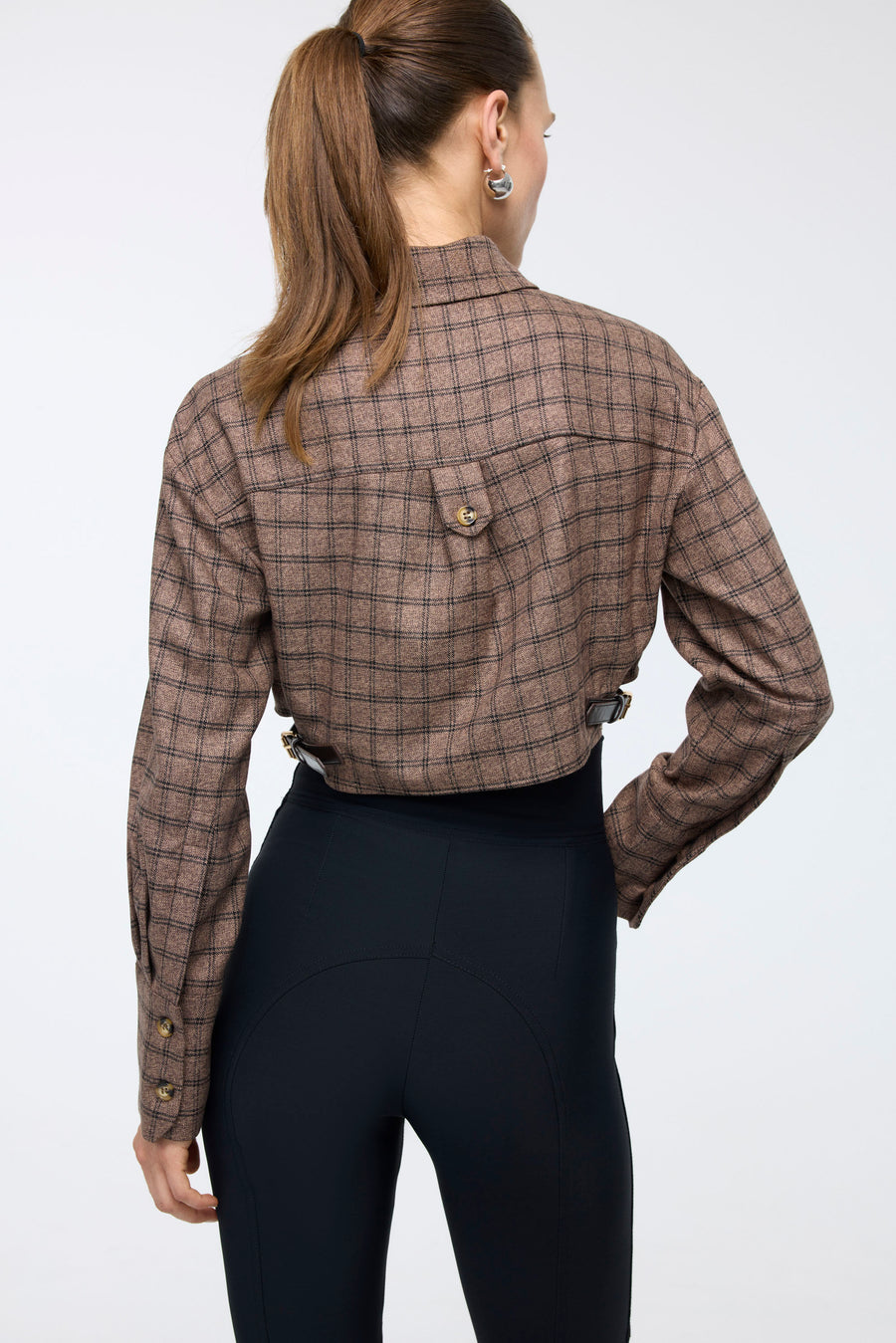 Side Belted Brown Crop Shirt   - Porterist 3