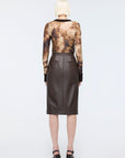 Ribbed Brown Patterned Tulle Blouse  - Porterist 3