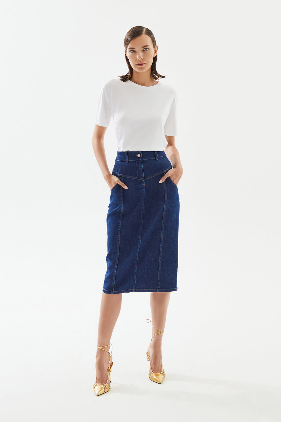 Navy Blue Denim Skirt | Porterist