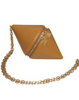 Mookee Mustard Yellow Leather Crossbody Bag With Chain