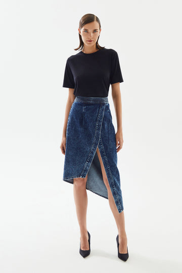 Light Blue Denim Asymmetrical Skirt | Porterist