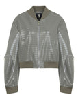 Gray Faux Leather Bomber Jacket