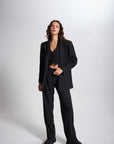 Striped Blazer Jacket Black  - Porterist 5