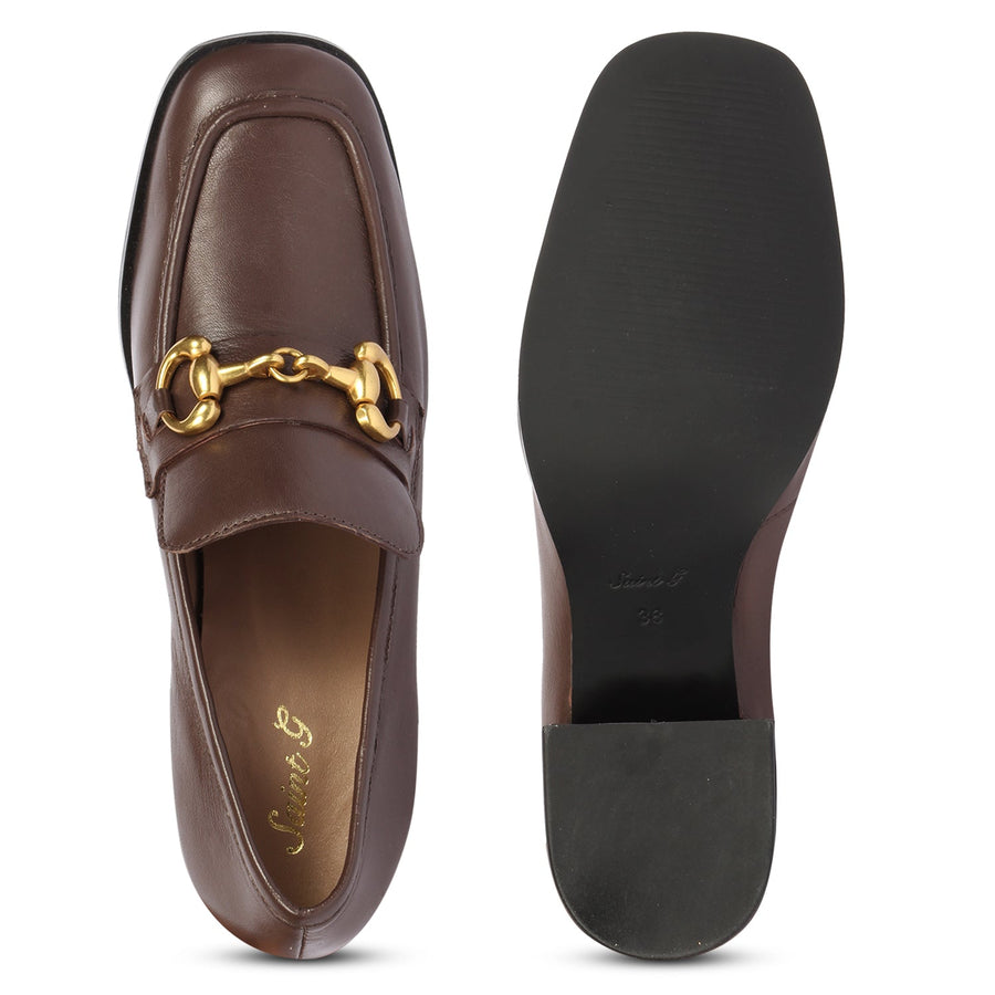 Saint G Isha Heeled Loafers Coffee 