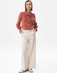 Wide Leg Trousers Cream with Iron Trace