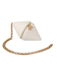 Mookee Vanilla Color Chain Handle Leather Crossbody Bag