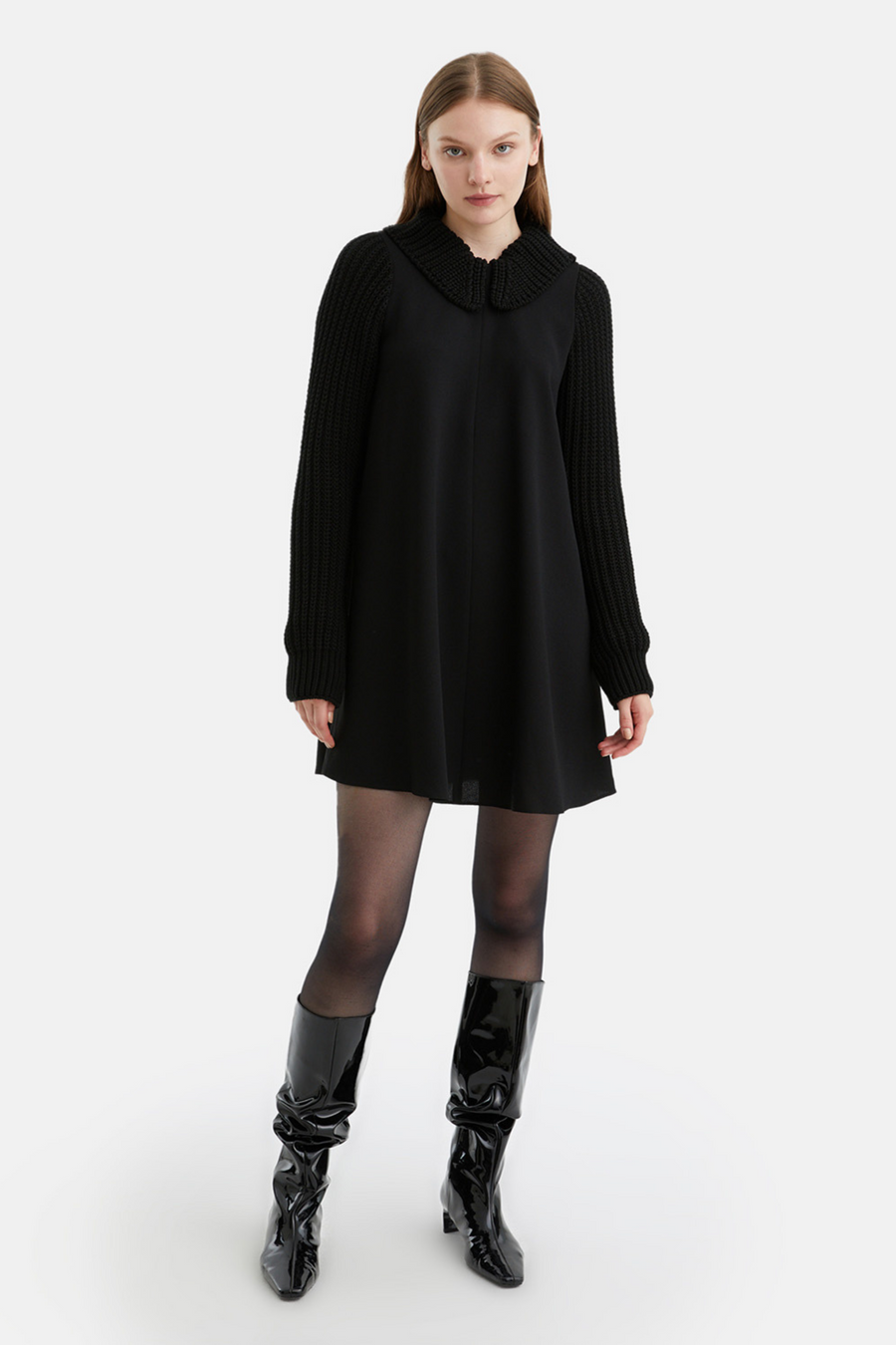 Black Knit Details Dress