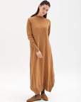 Half Turtleneck Knitwear Dress Beige