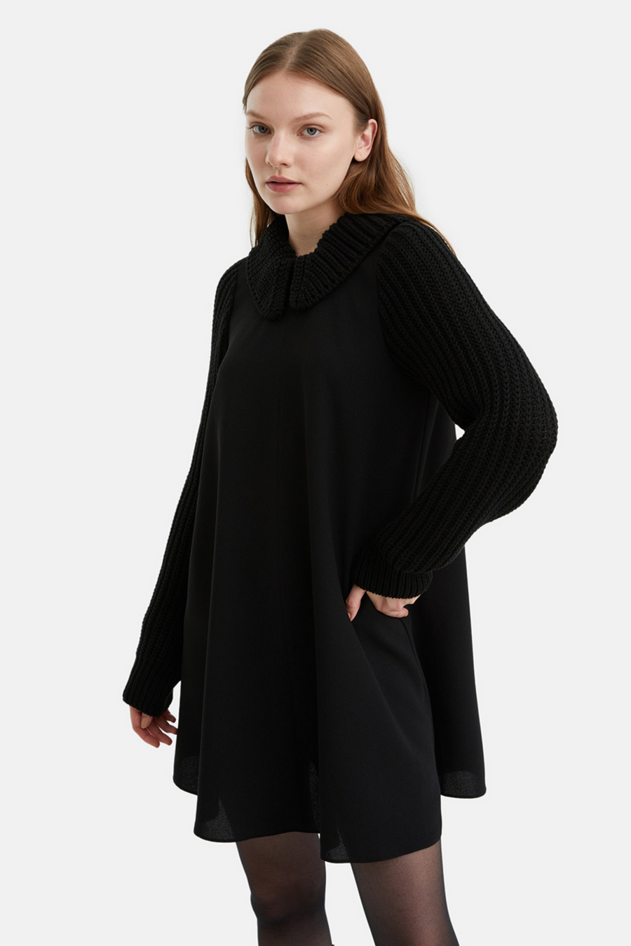 Black Knit Details Dress