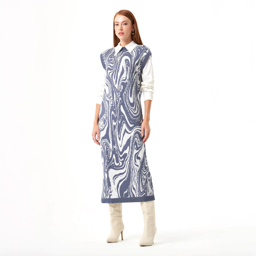 Mizalle Dress Indigo Apparel Indigo