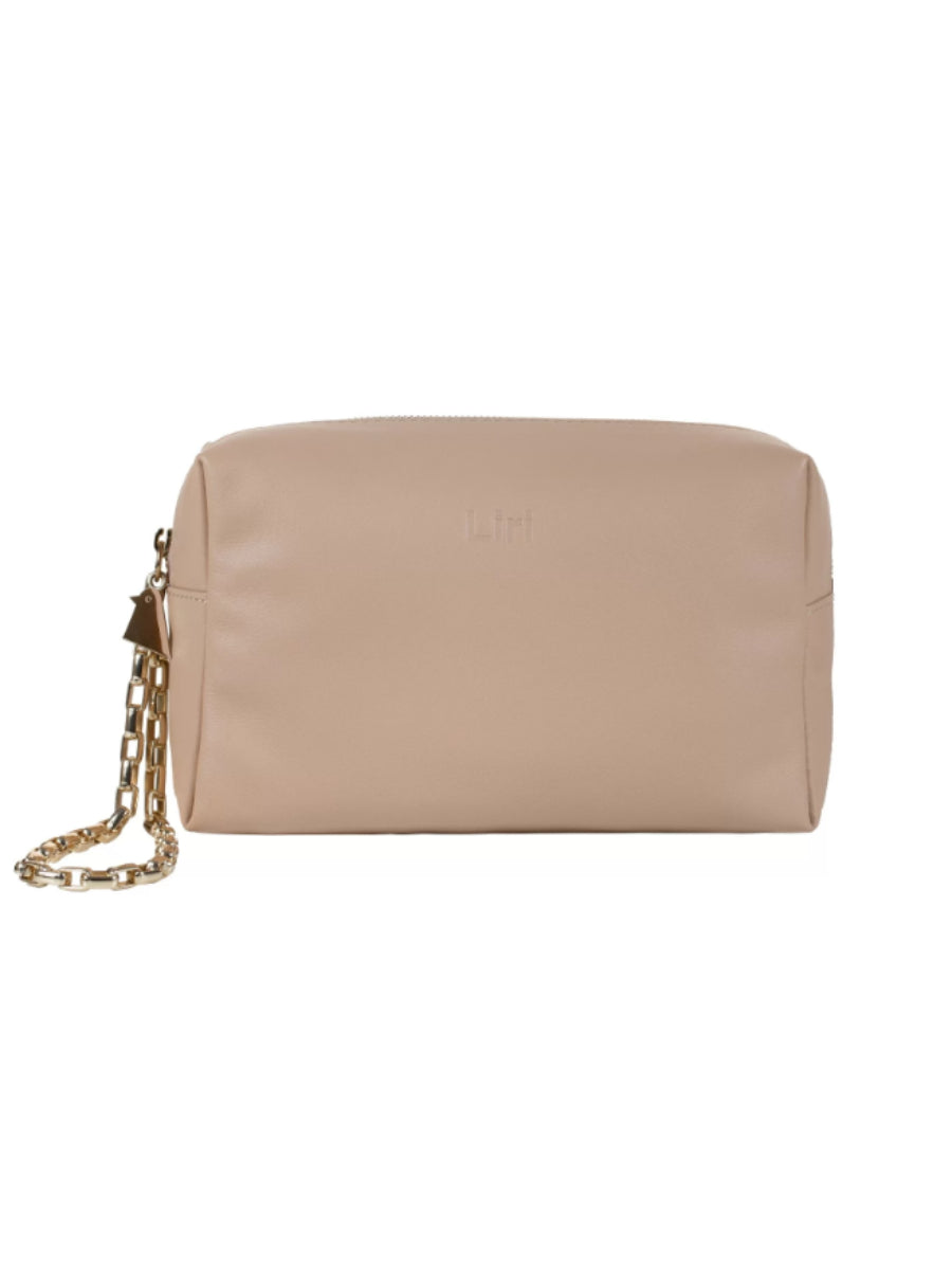 Pouter Beige Leather Make Up Bag | Porterist