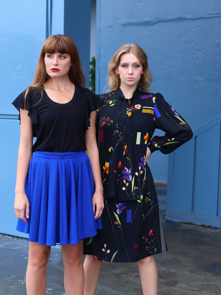 Casual Cut Crepe Dress With Black Collar Scarf Fınal Item - Porterist 2