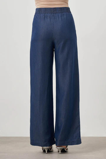 Mizalle Wide Leg Denim Pants Indigo Apparel Indigo