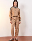 High Waist Ironed Trousers Milk Brown