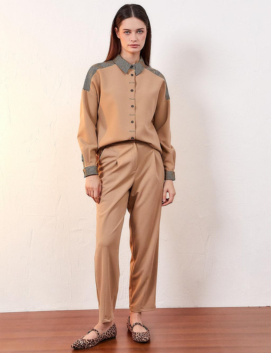 High Waist Ironed Trousers Milk Brown