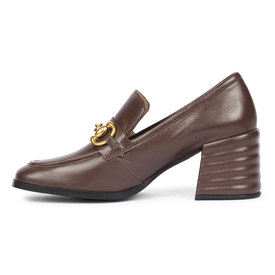 Saint G Isha Heeled Loafers Coffee 