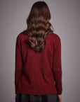 Crewneck Ribbed Knitwear Blouse Claret Red