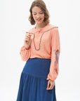 Embroidered Sequined Blouse Peach