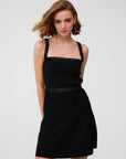 Lace Detailed Flared Black Mini Dress | Porterist