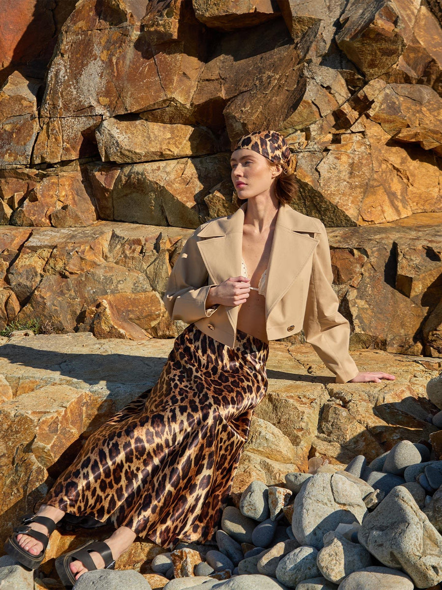 Leopard Print Satin Midi Skirt Fınal Item - Porterist 4