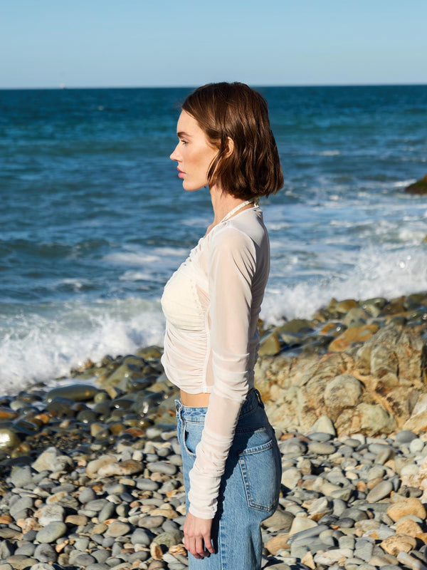 Tulle Button Blouse White Fınal Item - Porterist 3