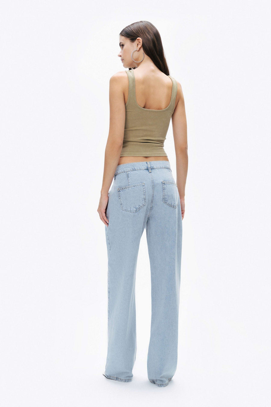 Khaki Printed Detail Crop Top