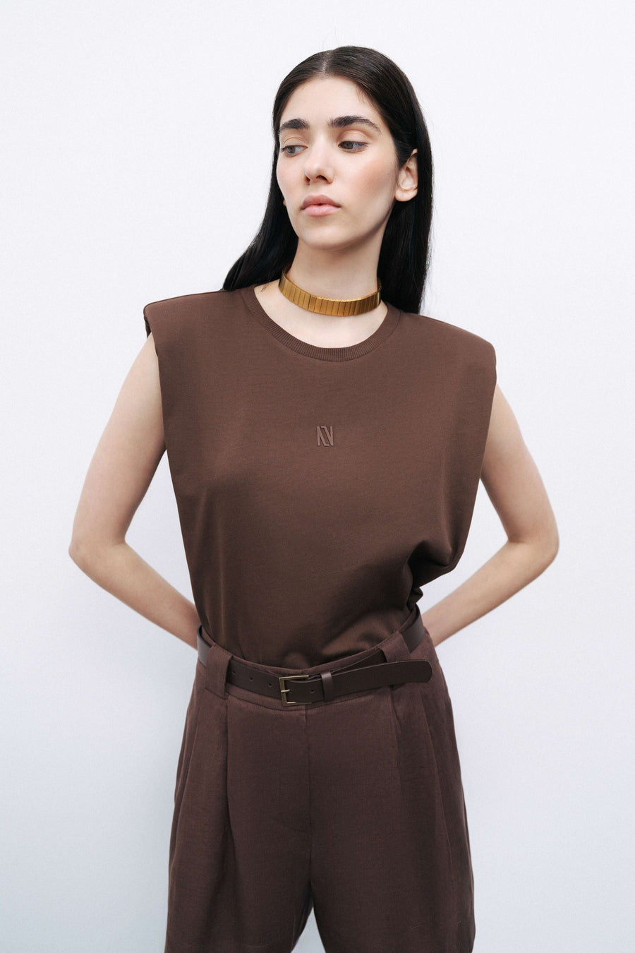 Coffee Belted Linen Mini Shorts