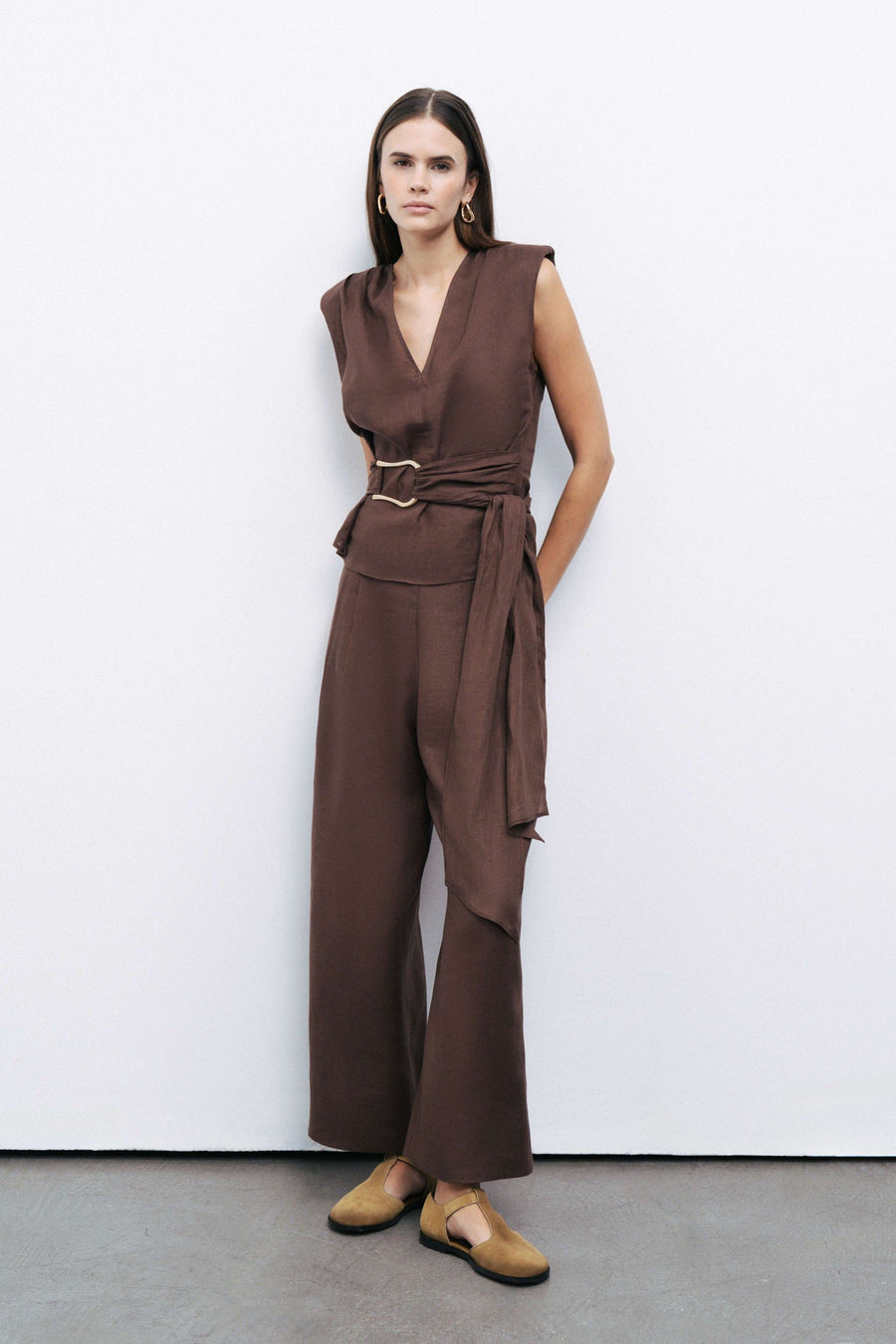 Coffee Pleated Pants