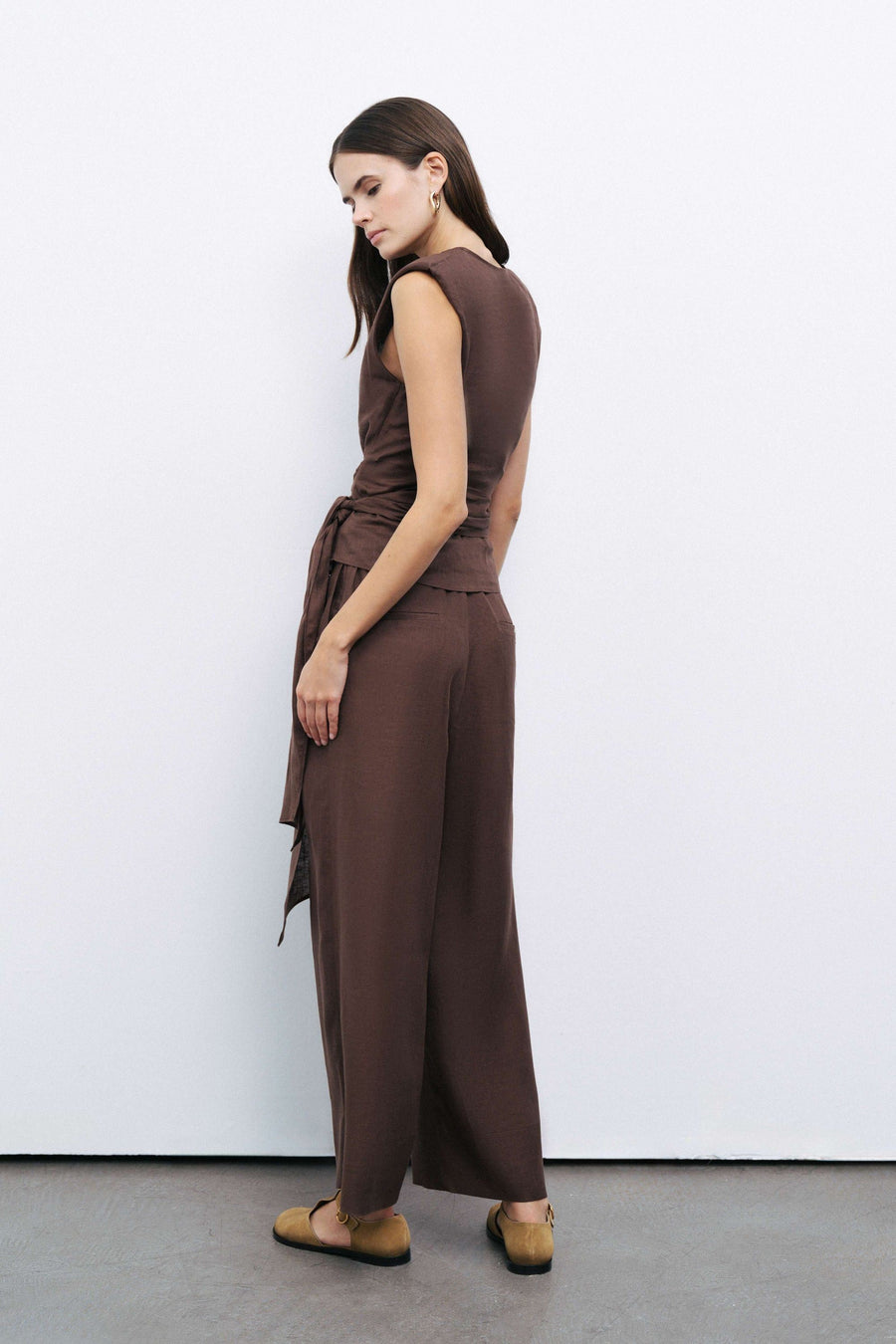 Coffee Pleated Pants