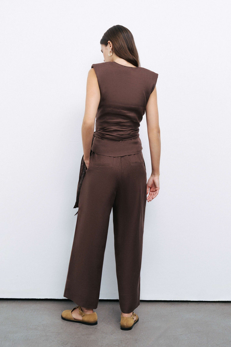 Coffee Pleated Pants