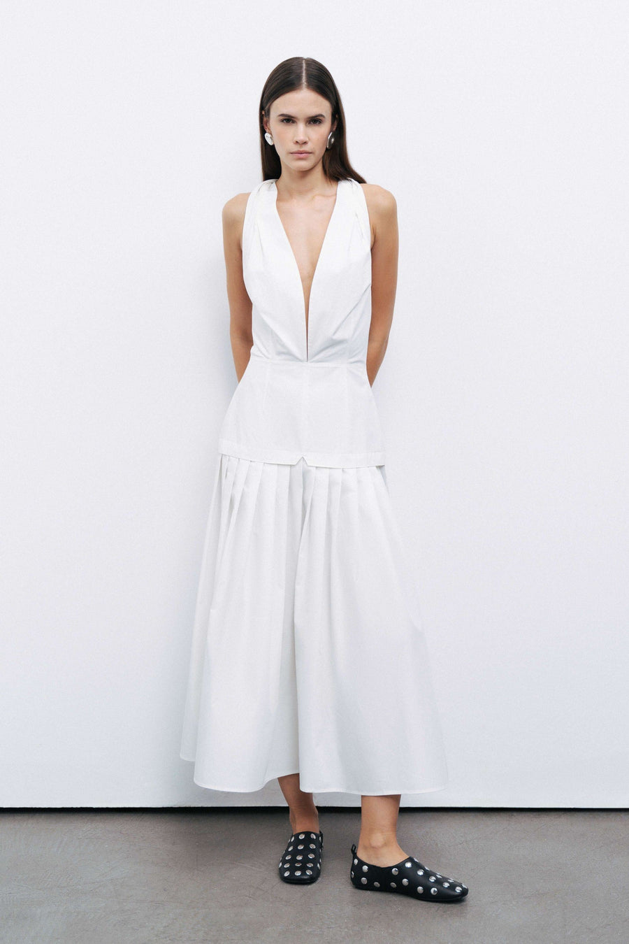 Off-White Halter Neck Maxi Dress