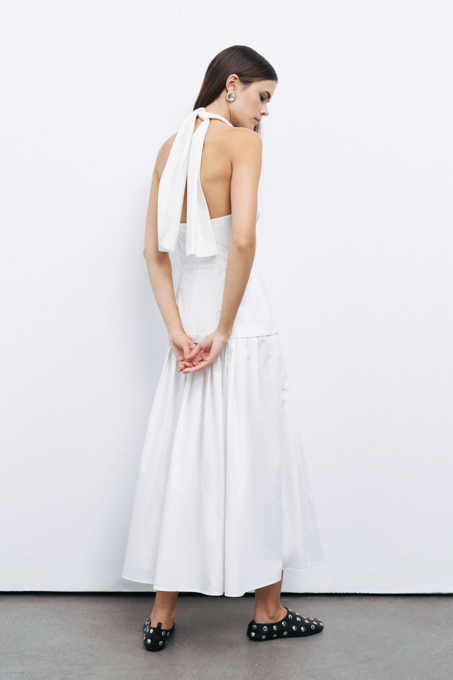 Off-White Halter Neck Maxi Dress