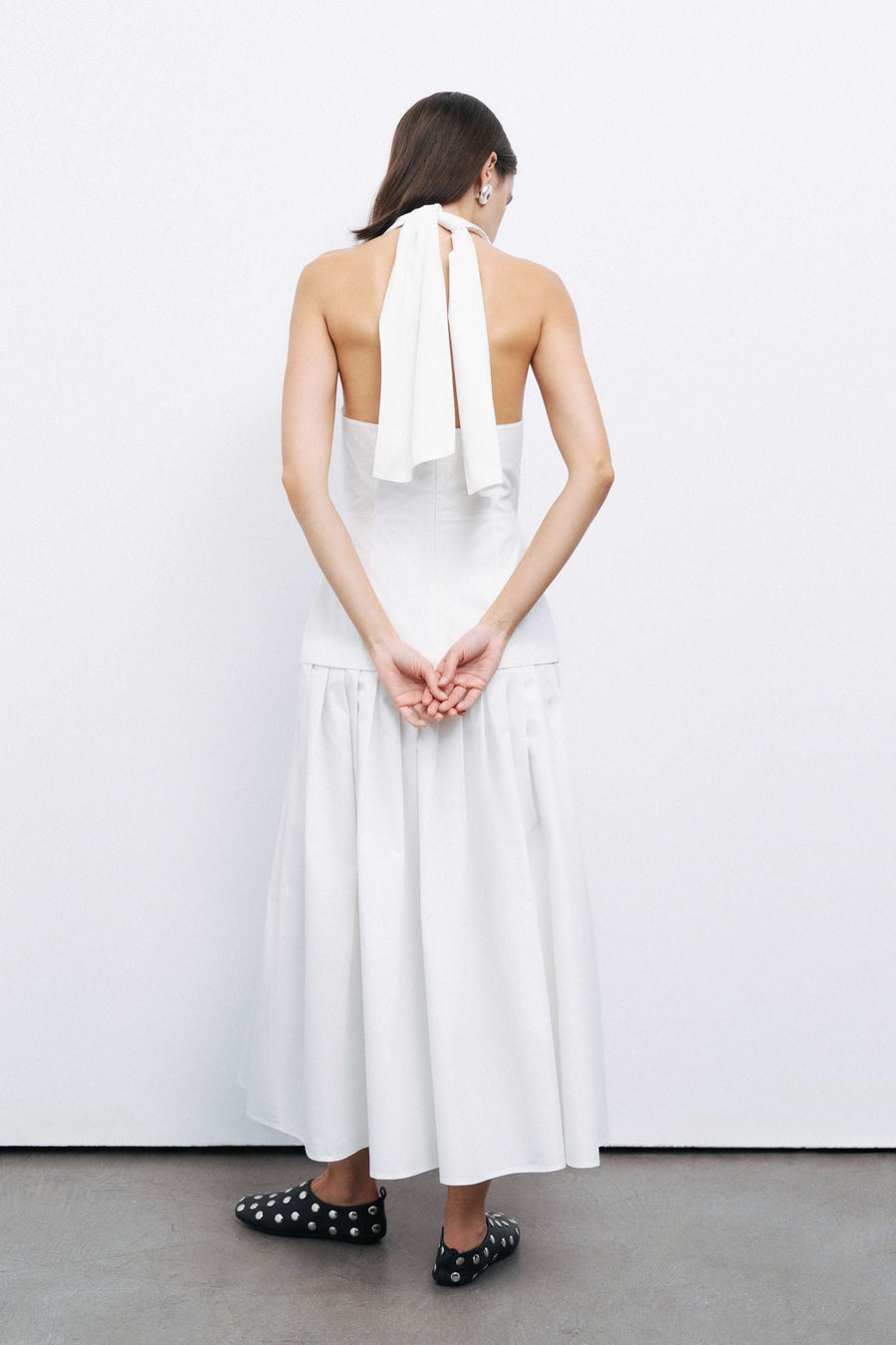 Off-White Halter Neck Maxi Dress