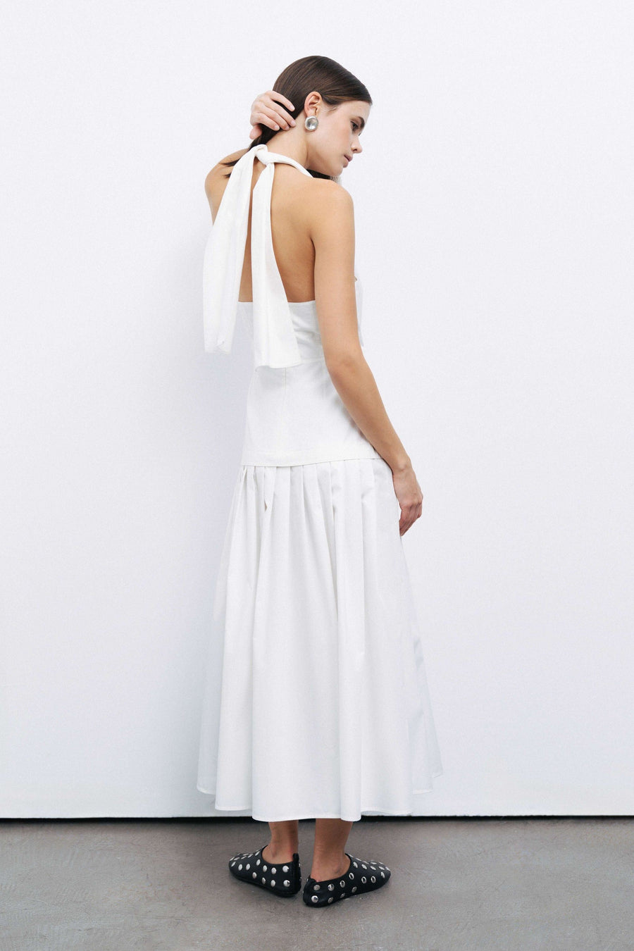 Off-White Halter Neck Maxi Dress
