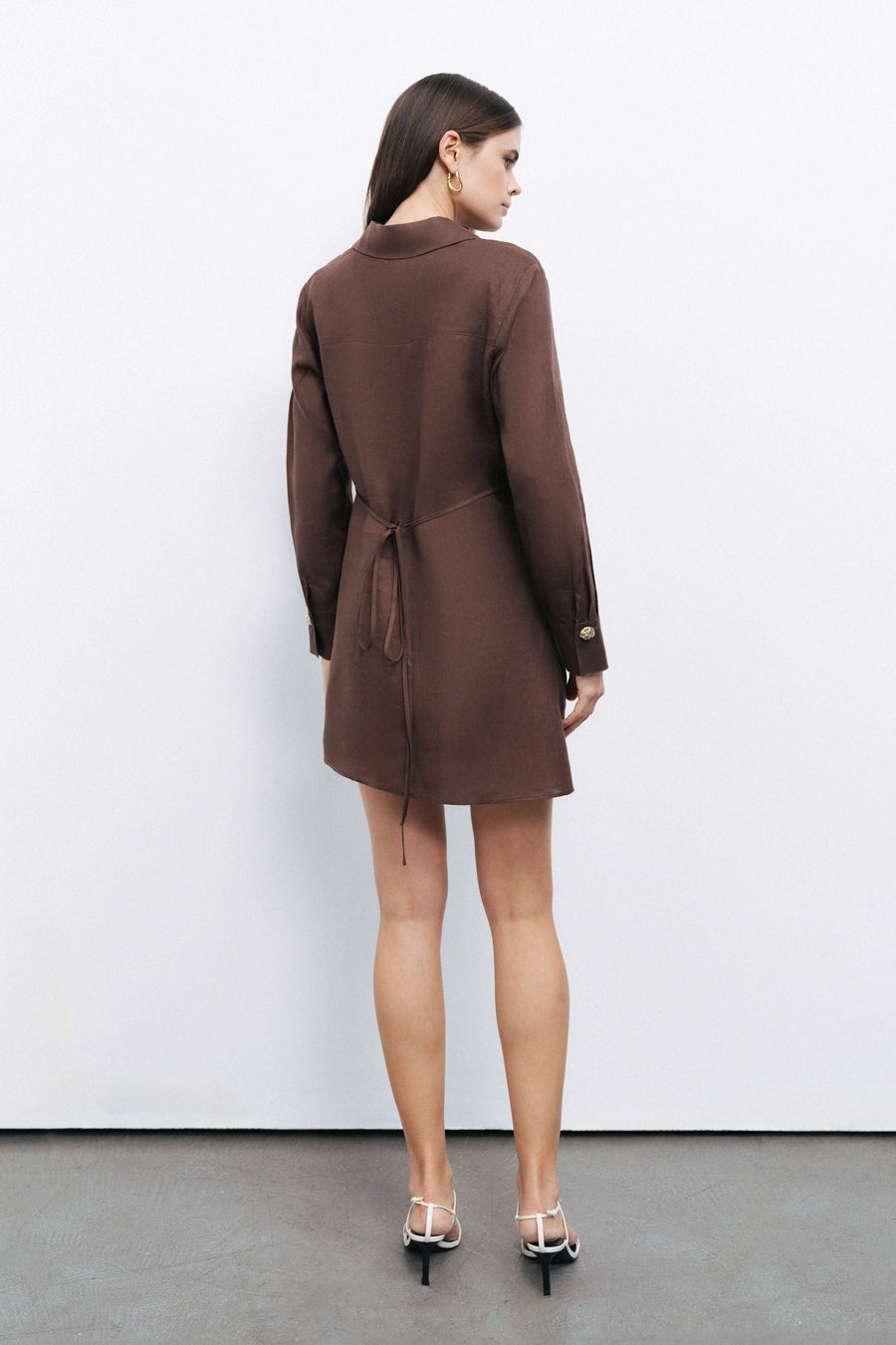 Coffee Mini Dress with Accessory Detail