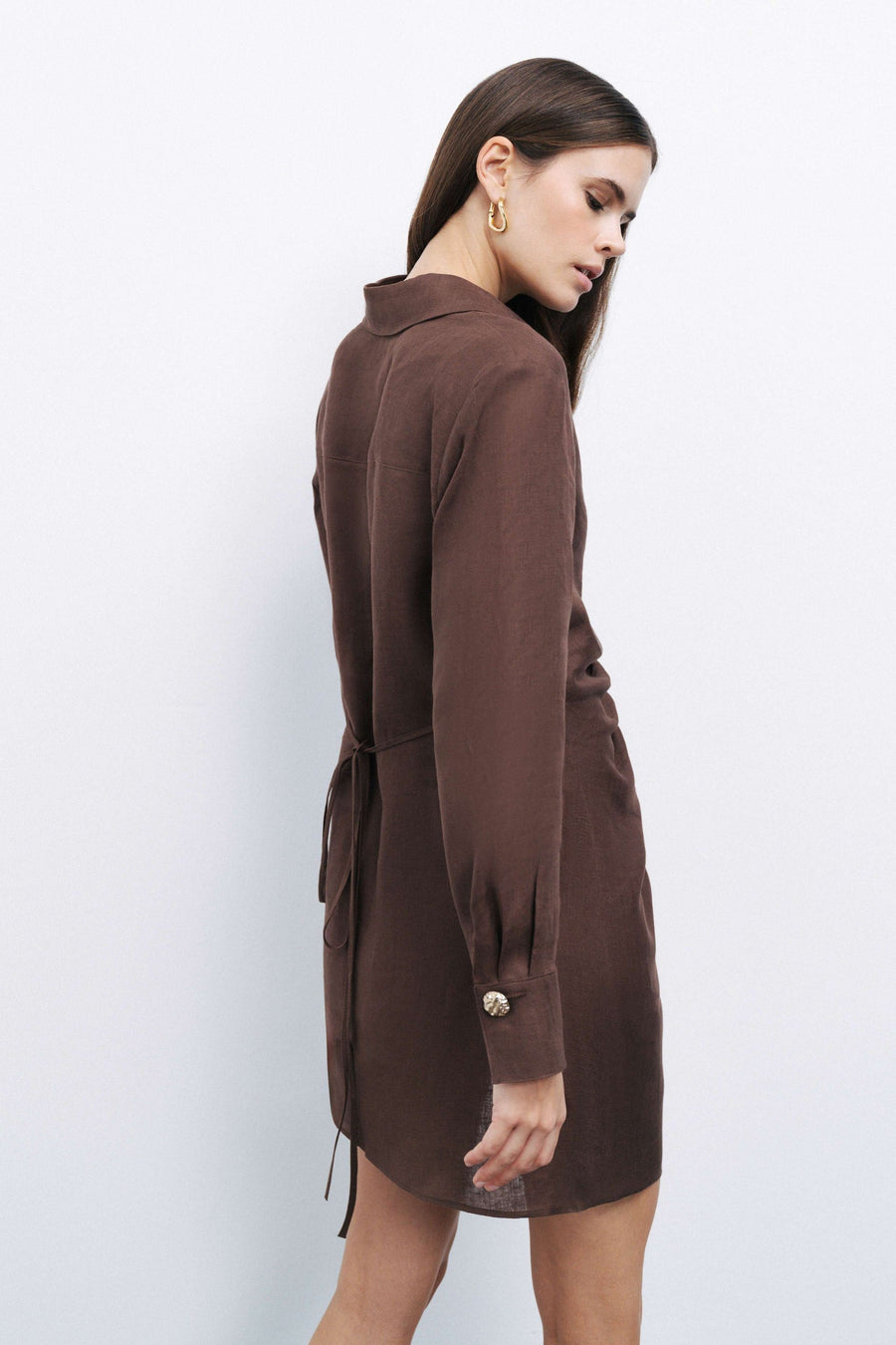 Coffee Mini Dress with Accessory Detail