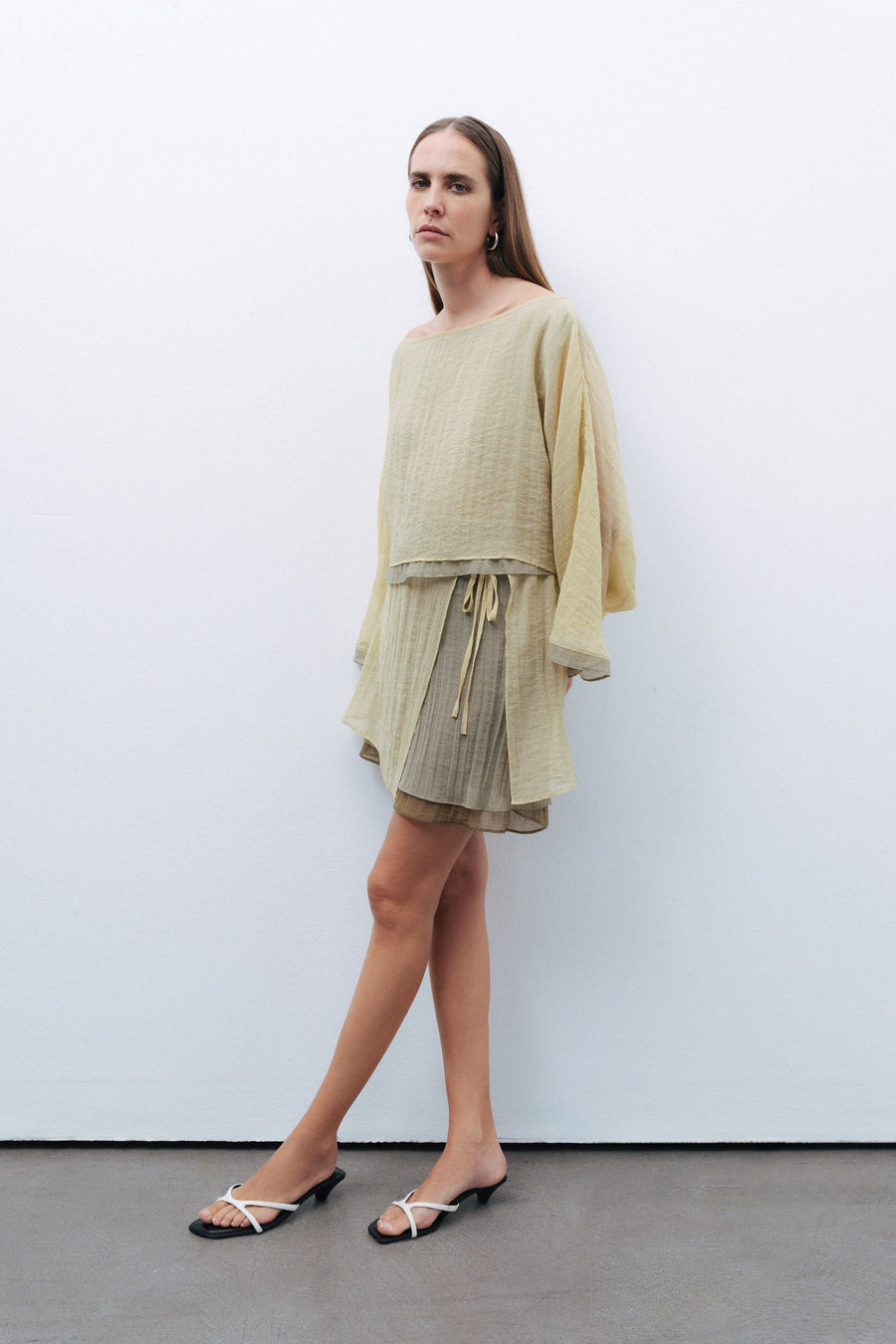 Green Mini Skirt with Tie Detail