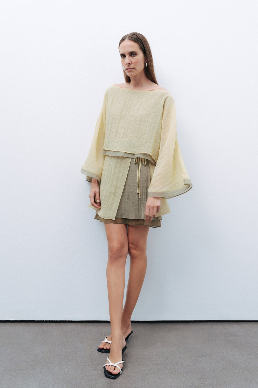 Green Mini Skirt with Tie Detail