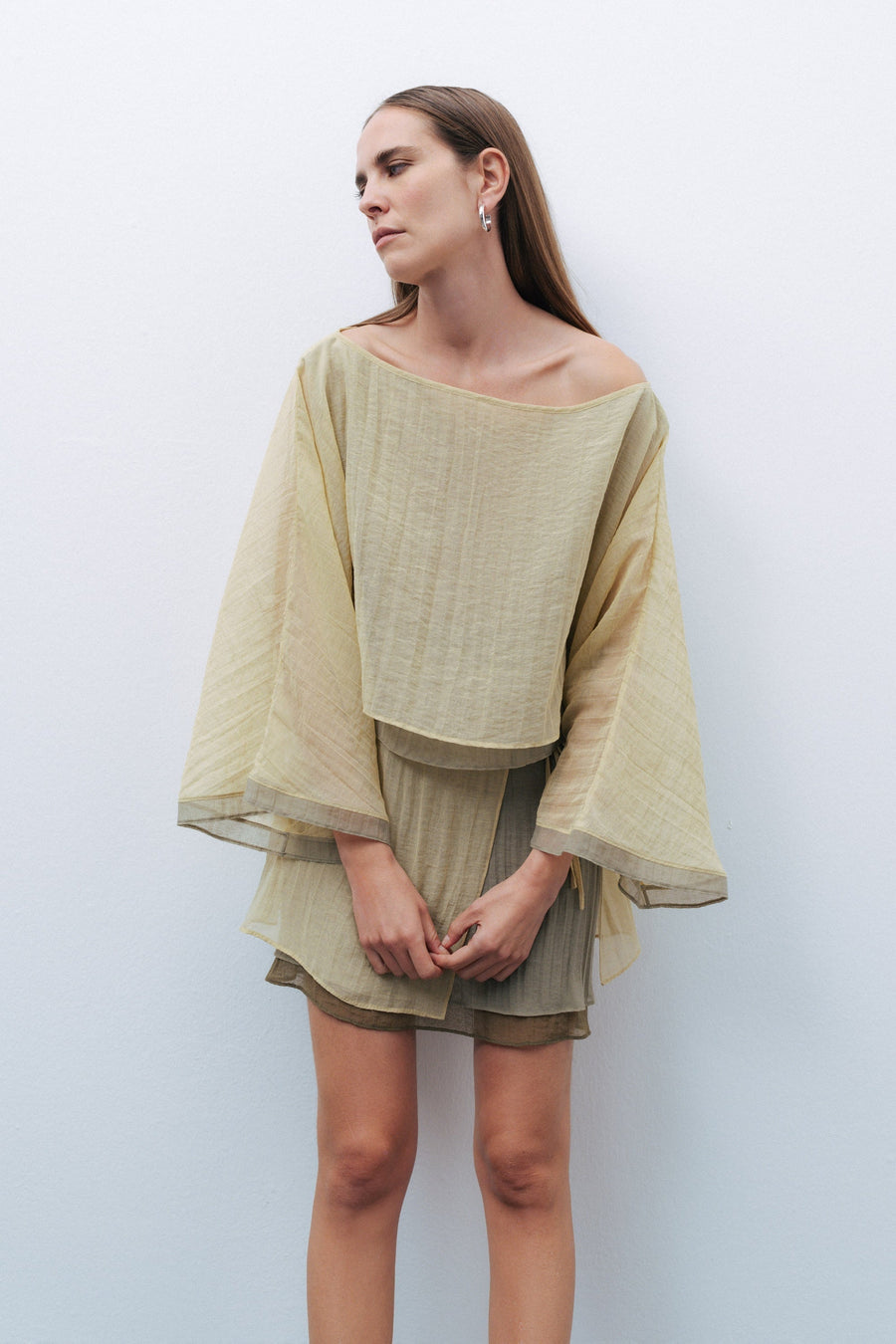 Green Mini Skirt with Tie Detail