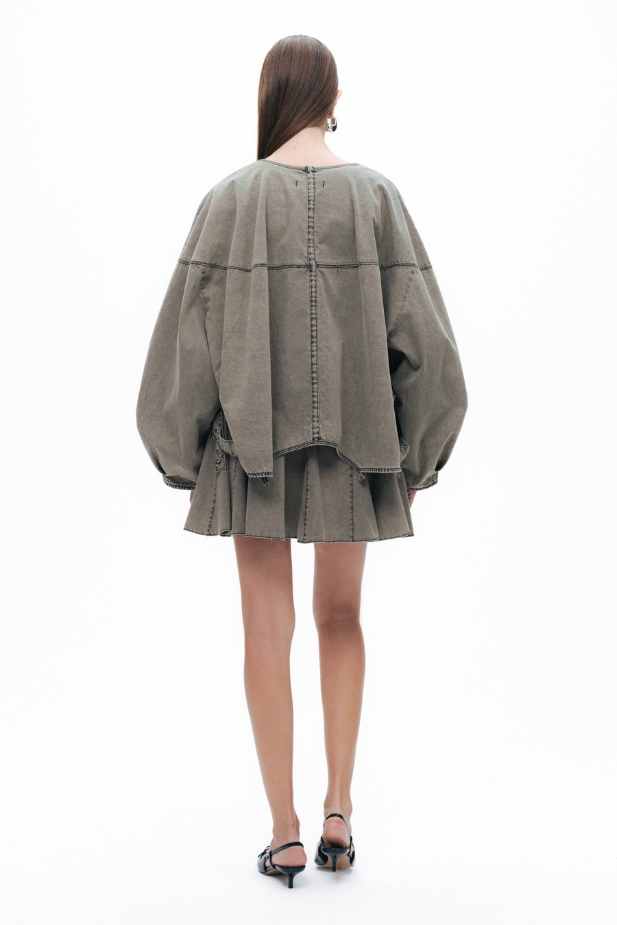 Khaki Asymmetrical Cut Jacket
