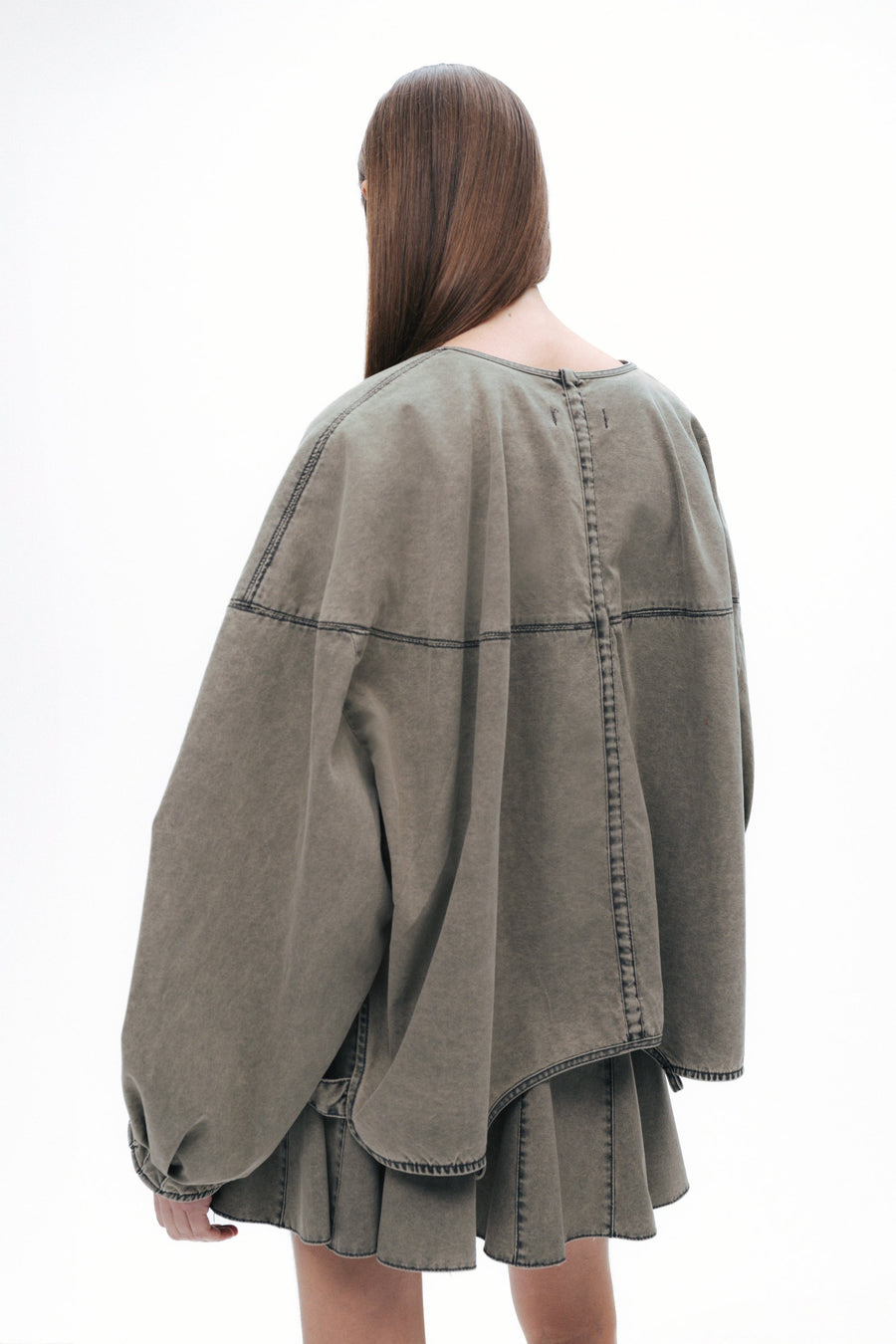 Khaki Asymmetrical Cut Jacket