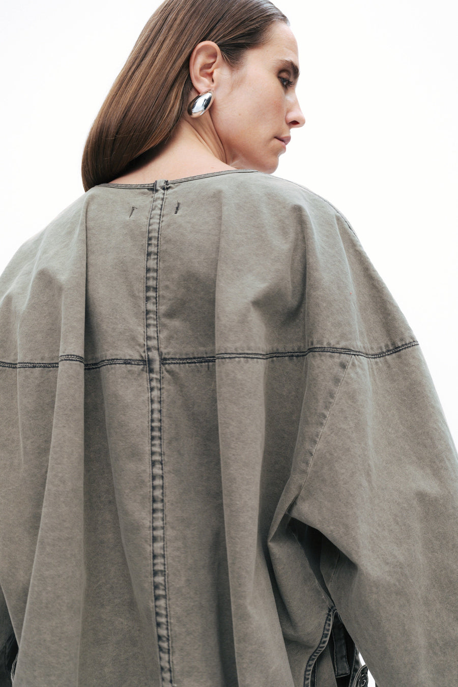 Khaki Asymmetrical Cut Jacket