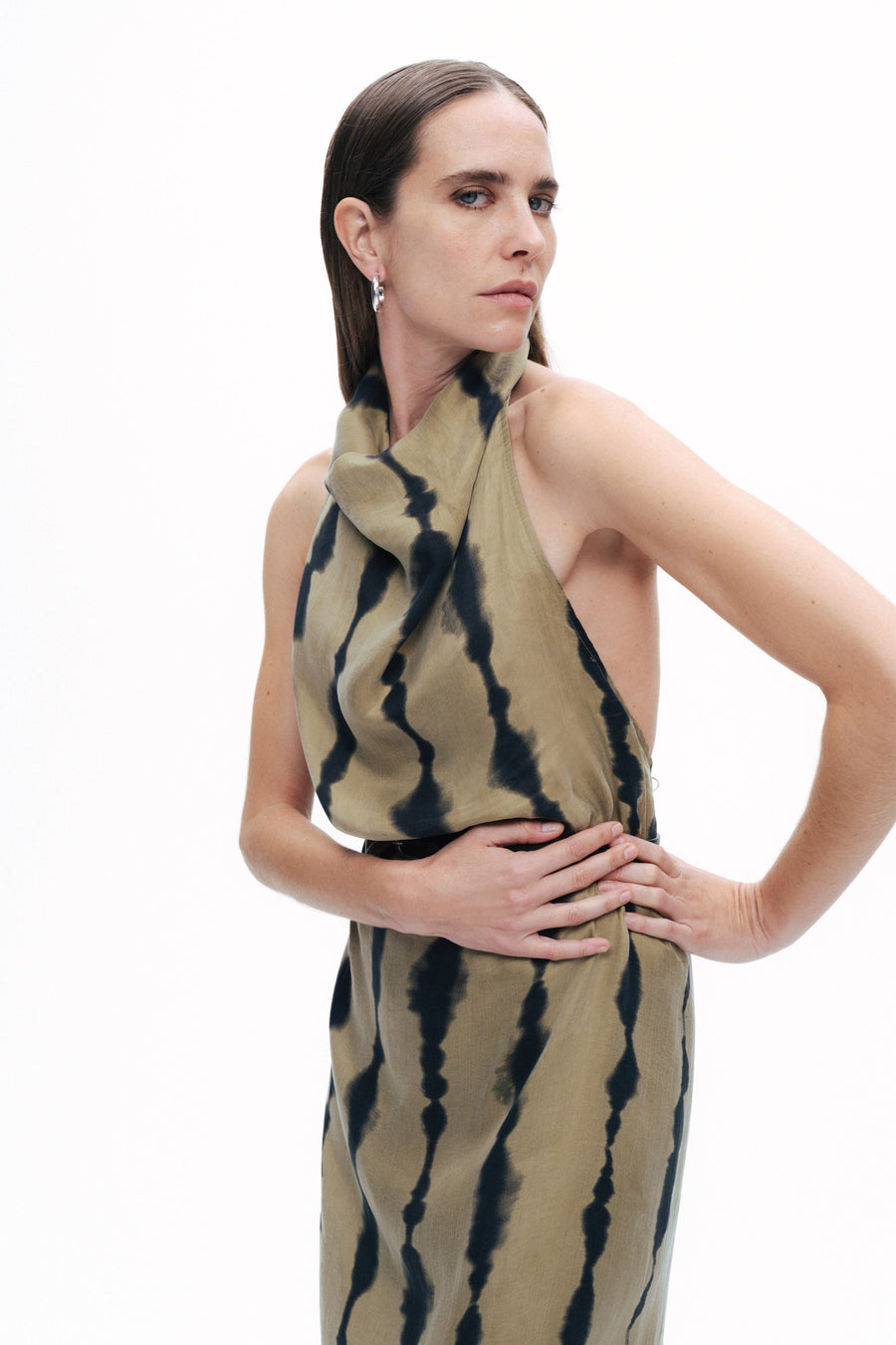Multicolor Belt Detailed Printed Maxi Dress